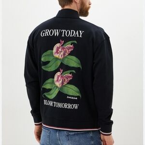 Scotch & Soda Black Bomber Jacket with Floral Back Print